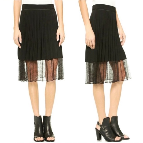 Rag & Bone Black Pleated Lace Skirt Size 8 - Picture 1 of 8